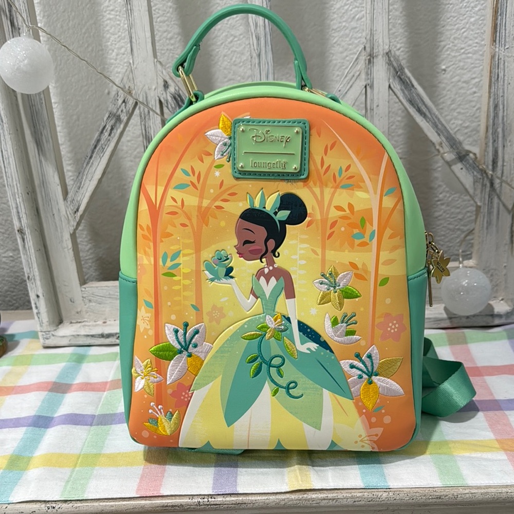 Loungefly Princess Tiana Mini Backpack - Green and Orange